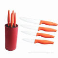 5pcs Ceramic knife set, including chef knife, slicer knife, utility knife, paring knife, TPR blades